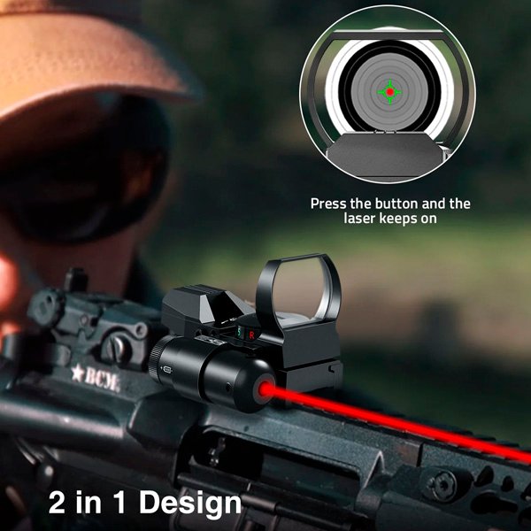 KIT MIRA HOLOGRAFICA ROJO/VERDE 4 ELEMENTOS / LASER / INTERRUPTOR DE PRESION 20 MM. FOXSPOOK